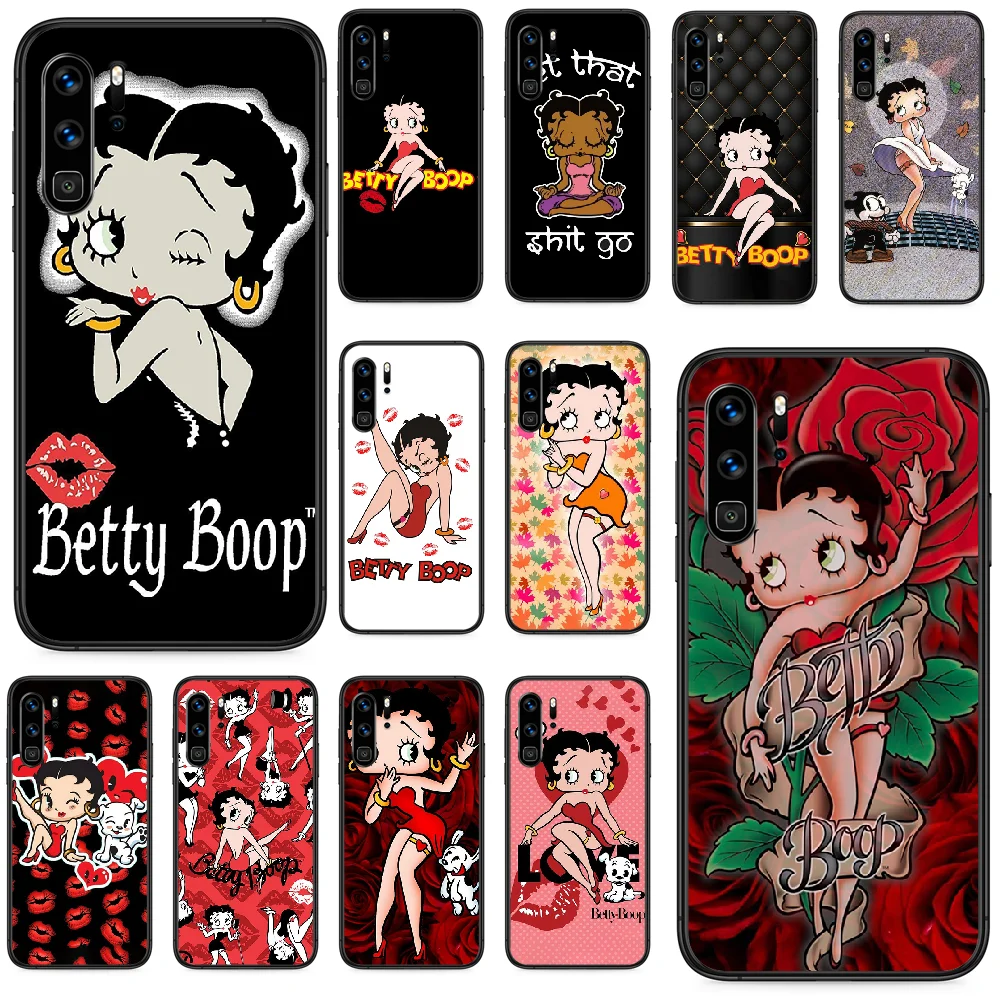 Сексуальный чехол для телефона Betty Boop Huawei P 9 Smart 10 20 30 40 8 Lite Mini Z 2019 Pro черный