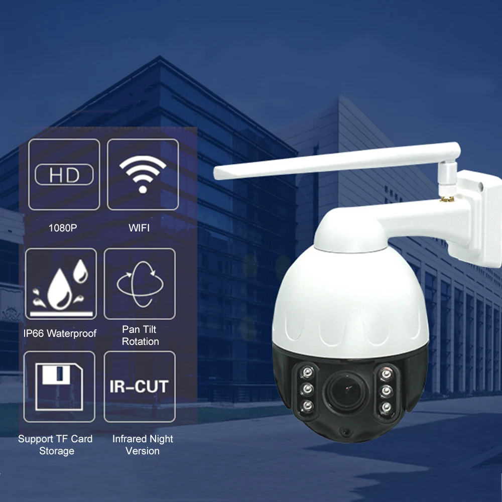 1080P Full HD PTZ IP камера H.265 2MP Wi-Fi Мини скоростная купольная камера ночная версия видеокамеры для внутреннего наружного видеонаблюдения