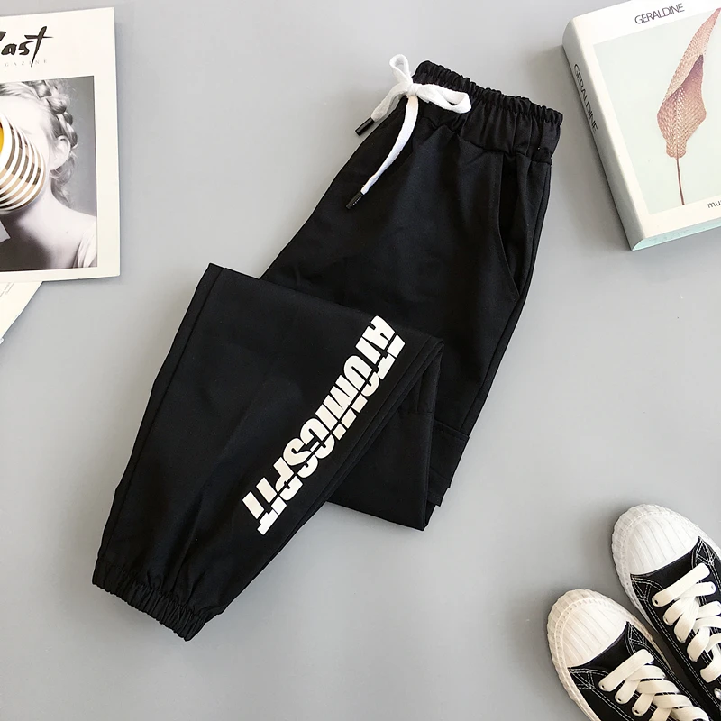 harajuku Letter Printed Women Cargo Pants Hip Hop Streetwear Women's Pants Women Casual Harem Pants Spring black red Sport Pants
