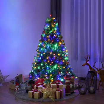 

New 7ft Artificial Christmas Tree with Colorful LED Lights Christmas Decorations Holder Base For Christmas Home Party Decoration