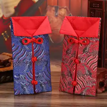

New Year Embroidered Red Envelopes Wedding Red Envelope Spring Festival Fabric Red Packet 2021 Year of the OX-