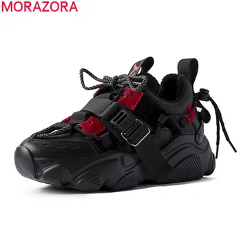 

MORAZORA 2020 new arrive hot sale genuine leather sneakers women comfortable flat heel round toe casual shoes sneakers winter
