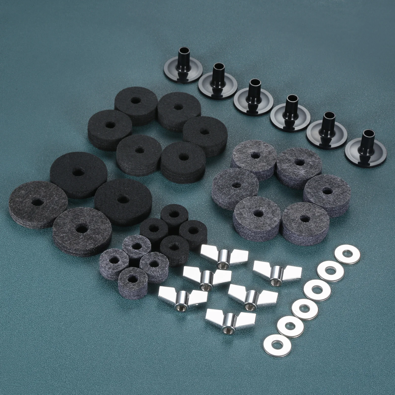 Cymbal Felts Hi-Hat Clutch Felt Hi Hat Cup Felt Cymbal Stand Sleeves with Base Wing Nuts and Washer for Drum Set of 21Pcs