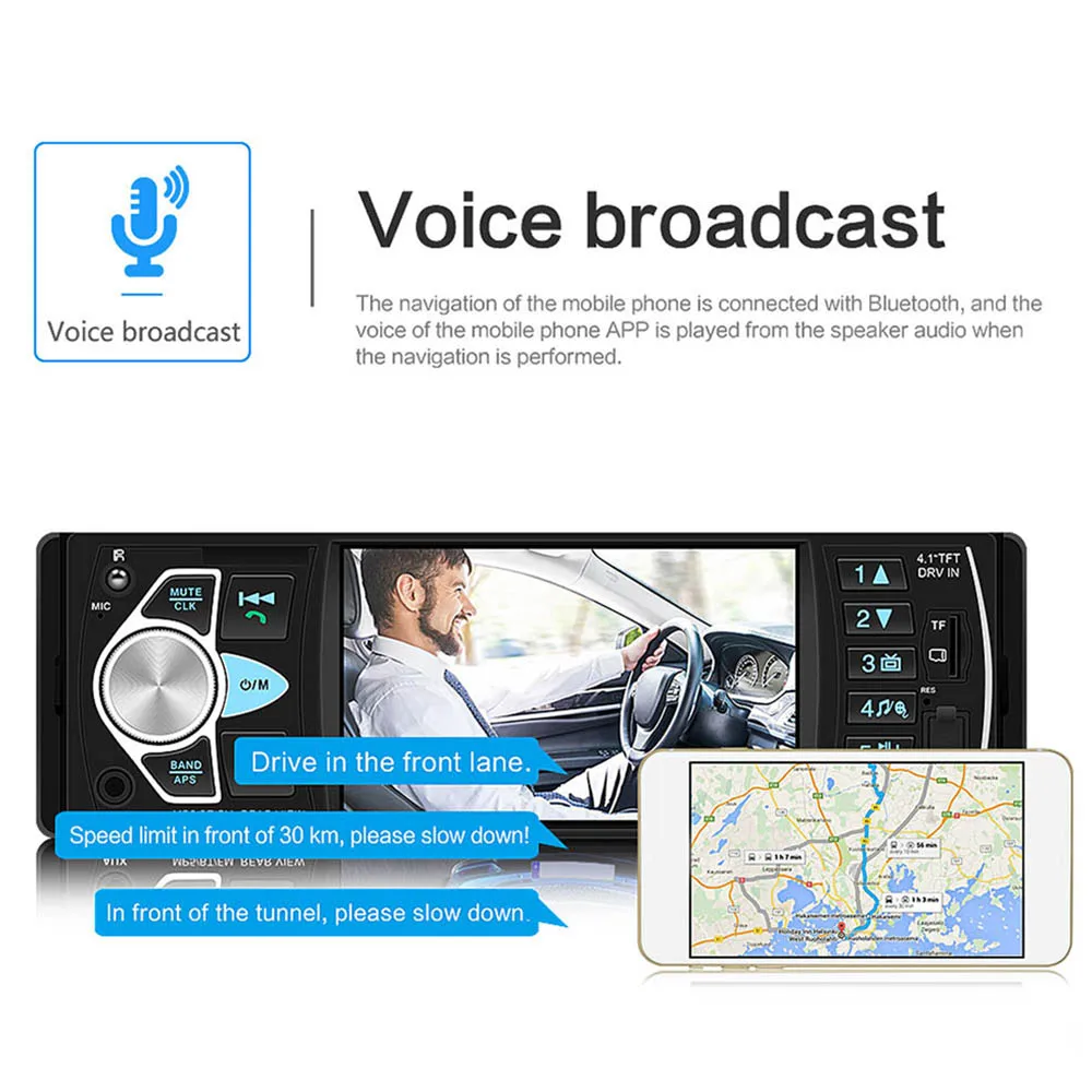 4," дюймовый автомобильный аудио Bluetooth Handsfree автомобильный Радио HD большой экран USB/AUX рулевое колесо управление воспроизведение видео Авторадио