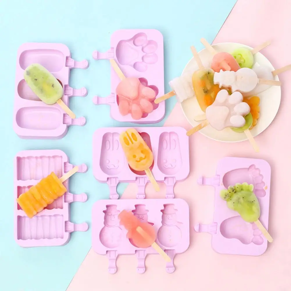 2/3 Grids Silicone Cartoon Rabbit Paw Ice Cream Mold Frozen Tray Baking Tool | Дом и сад
