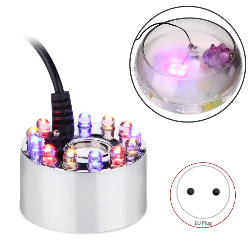 

LED Mist Maker Fog Machine Pond Fogger Air Humidifier, for Aquarium Fish Pool Water Fountain Rockery Decoration EU Plug