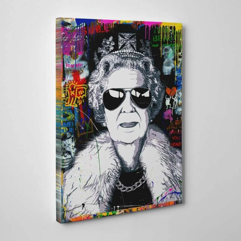 Mr Brain Wash Canvas Painting Wall Art Banksy Graffiti Large Wall Art Pop Art Queen Aviator Canvas Art For Living Room Home Decor