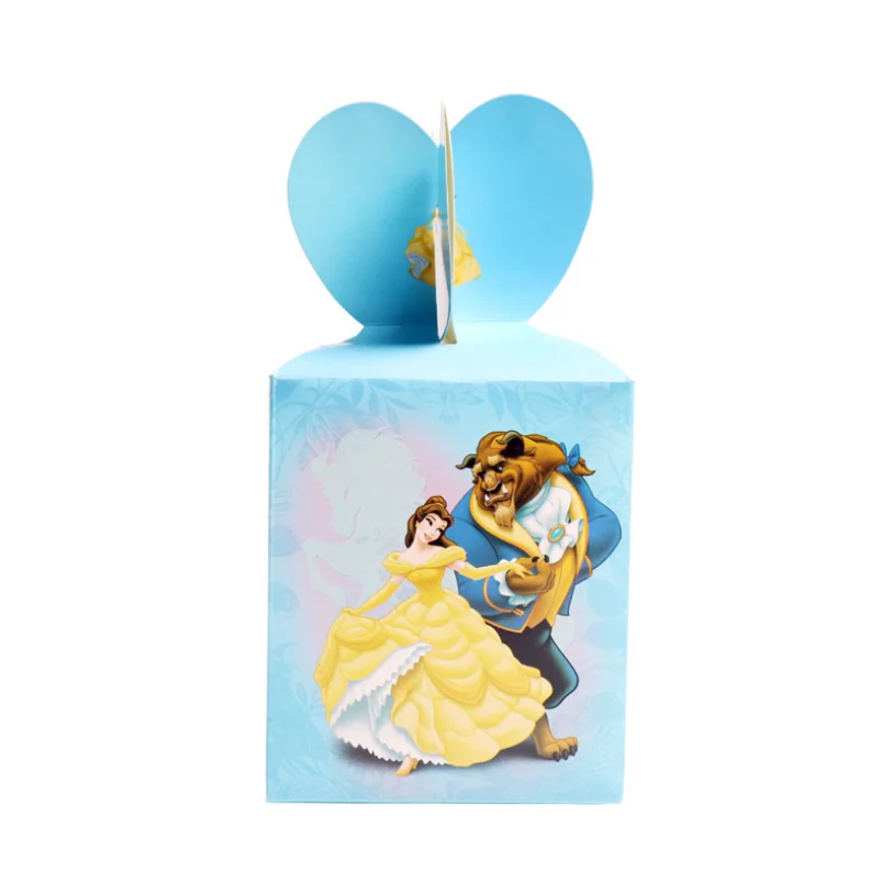 6 шт./лот красота и чудовище тема мультфильм бумажные мешки baby shower сувениры Подарочные коробки для конфет День рождения украшения