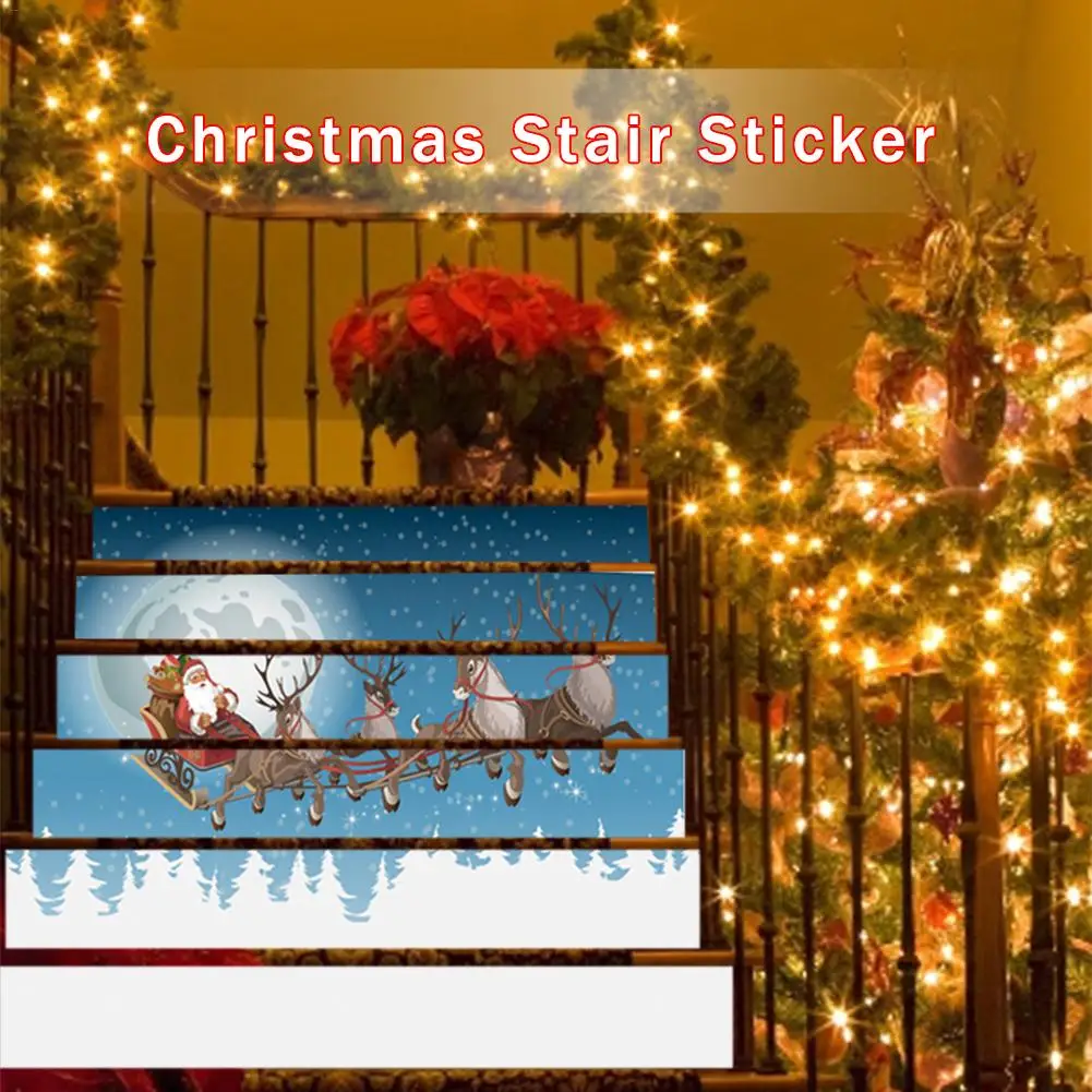 

2019 Christmas Dress Up Innovative Stair Sticker Christmas Carriage PVC Wall Sticker