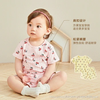 

Kids' Rompers Infant Short Sleeve Cotton Set Air Conditioning Clothes Onesie Female Clothes BOY'S Baby Summer Wear Newborns