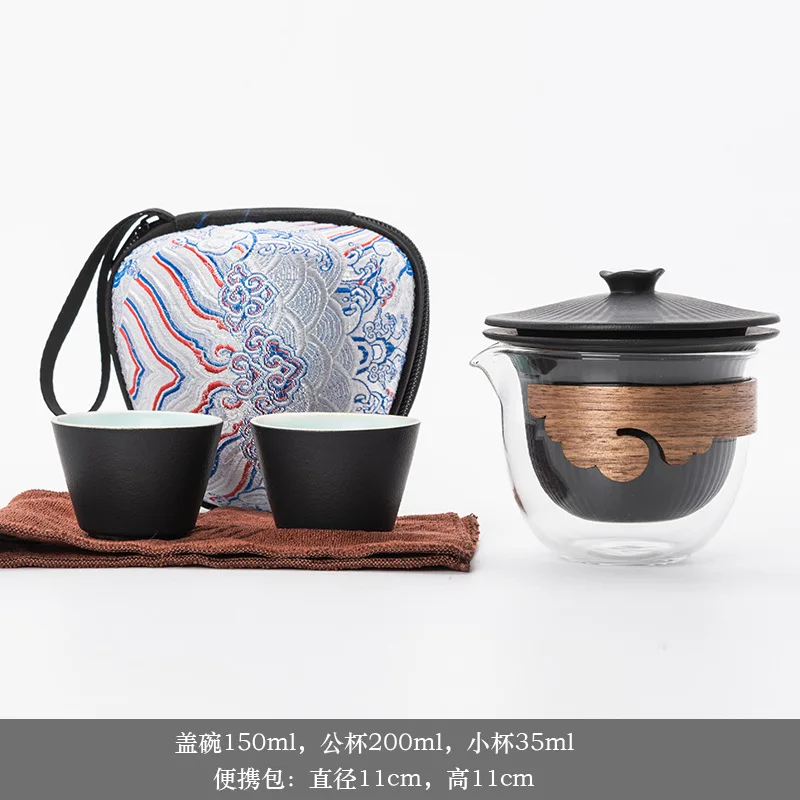 Portable One Pot Two Cups Retro Chinese Designer Kungfu Teapot Teacup Simple Outdoor Travel Tea Set Cool Teaware Gift | Дом и сад