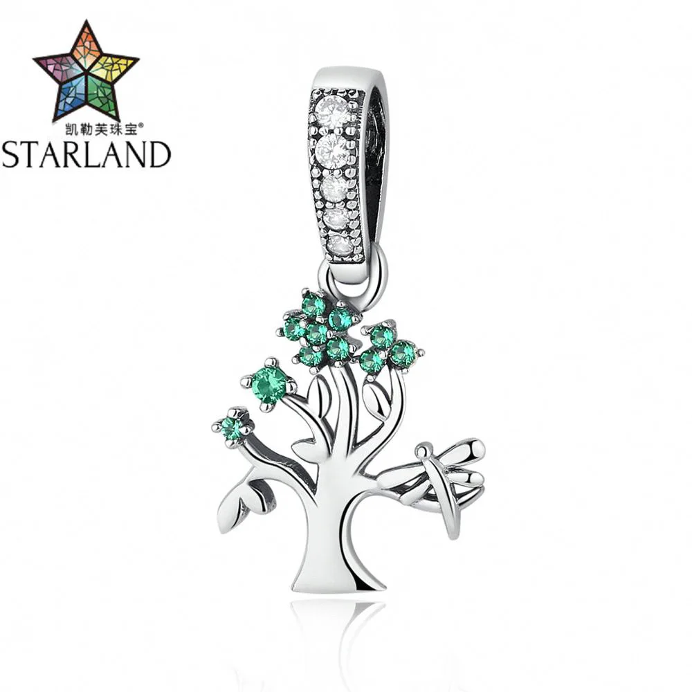 

Starland Genuine 925 Sterling Silver Vivid Green Tree of Life Pendant Charms fit Bracelets Women DIY Beads & Jewelry Making