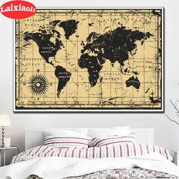 

DIY Diamond Painting Vintage World Maps 5D cross stitch Full Square Handmade Diamond Embroidery Full circle Mosaic Decoration
