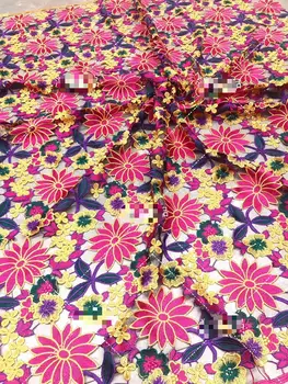 

top quality embroidery lace fabric with muti color by special pattern JOY-3210 african lace fabric for fashion dress of ladies