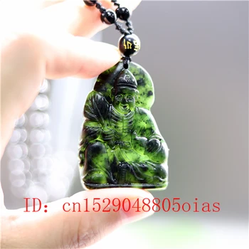 

Natural Black Green Jade Buddha Pendant Beads Necklace Charm Jewelry Obsidian Accessories Carved Jigong Amulet Gifts for Men