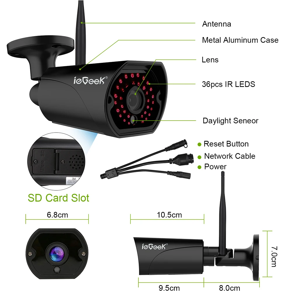 Wi Fi IP камера 1080P HD ночного видения ИК камеры безопасности IP66 Водонепроницаемая