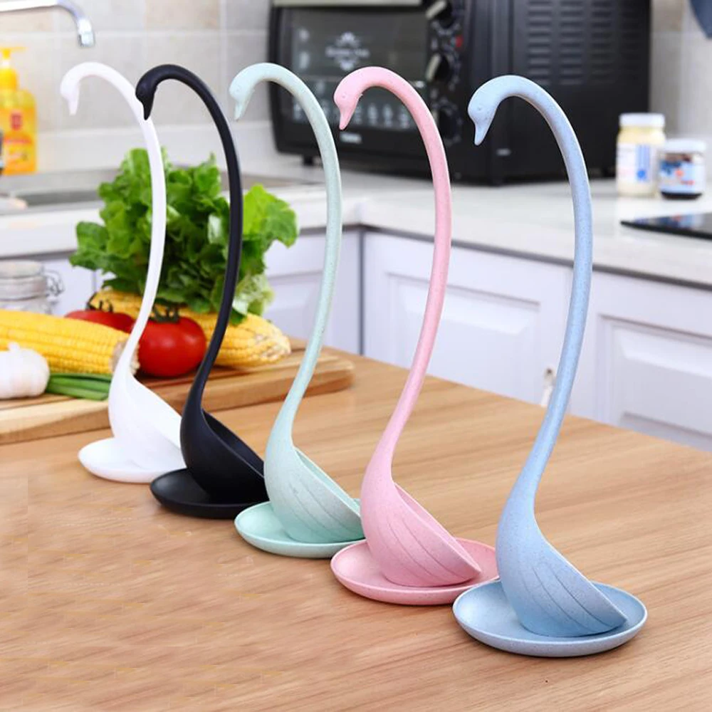 Creative Long Handle Swan Spoon Soup Wheat Straw Tableware Dinnerware Kitchen Tools