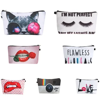 

Brand Cool Cosmetic Bags New Makeup bag Heat Transfer Printing Women Travel cosmetic organizer bag Storage bag