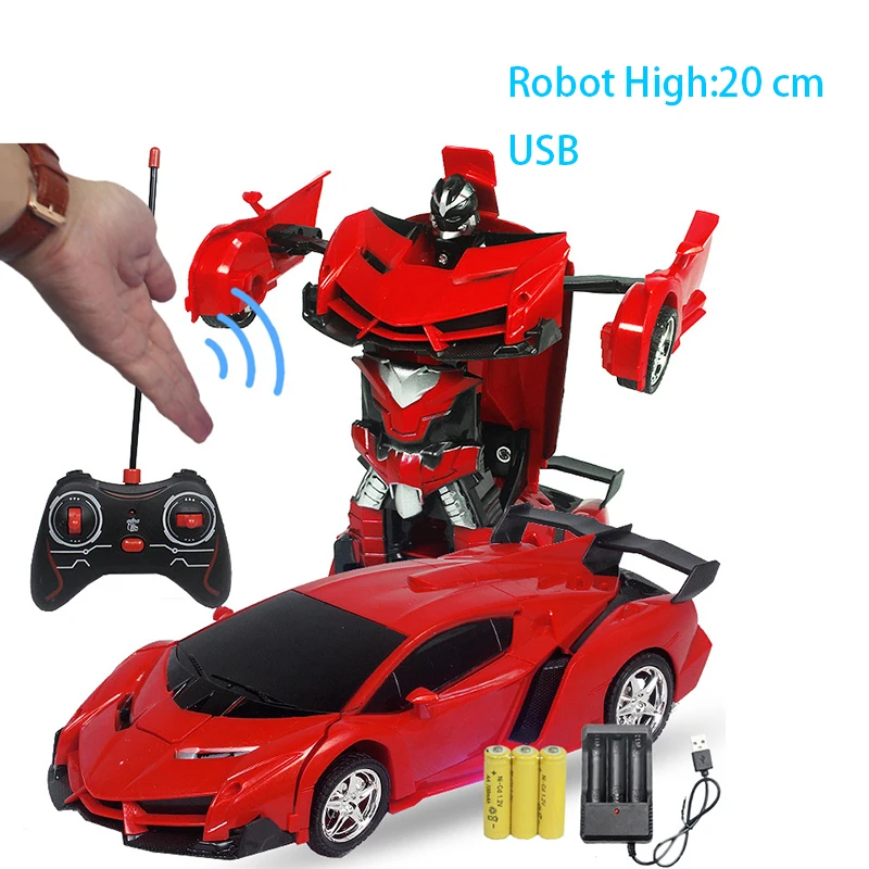 2.4Ghz Induction Transformation Robot Car 1:14 Deformation RC Car Toy led Light Electric Fightint Robot Models Gift for Boy Y156 14