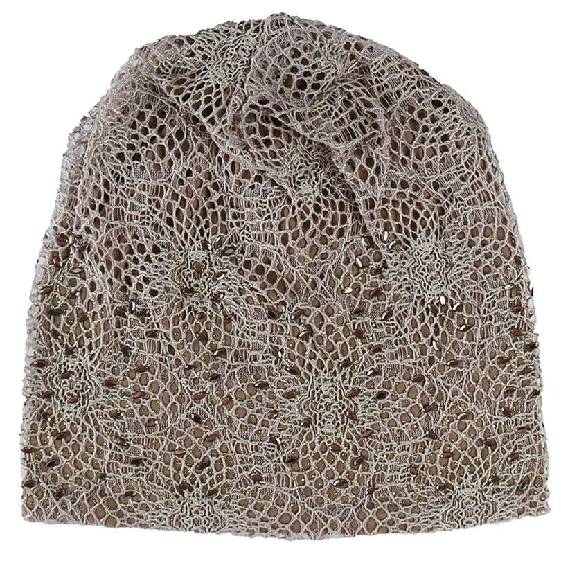 INDJXND зимние шапки для женщин бини для мужчин Skullies Bonnets Стразы индийский кружево Эластичный Тюрбан шляпа Вязание волос головной убор теплый
