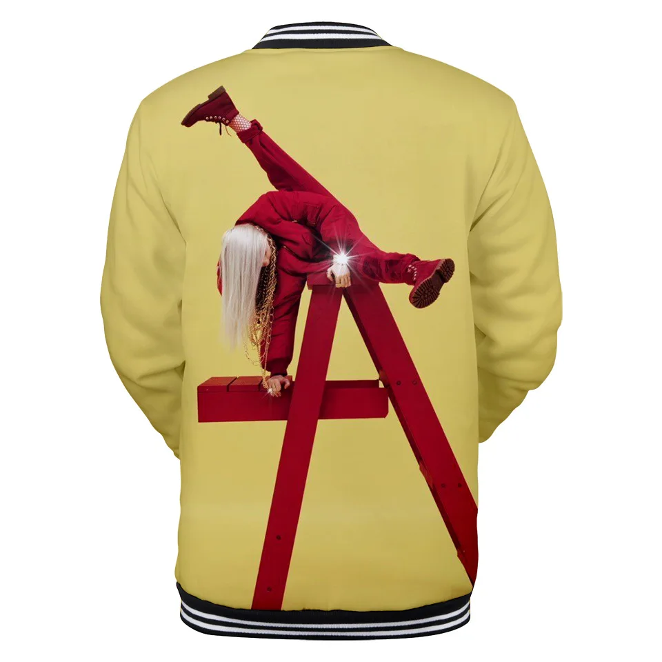 Стиль Европейская и американская певица Billie Eilish 3D цифровая печать 3D с длинным рукавом бейсбольная форма