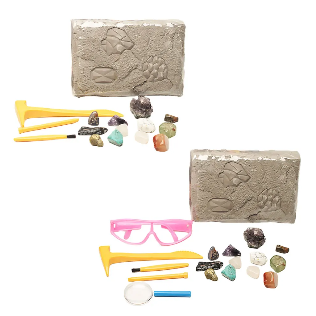 Mining Adventure Kit Excavate 12 Real Gems Stem Science Educational Toys Gemstone Excavation for Gift Kids Girls |