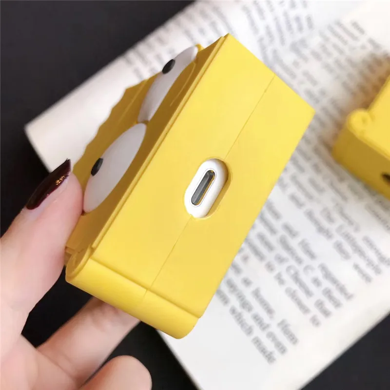 Lovely Cartoon Yellow Simpson Bluetooth Headphone Case for Airpods 2 3D Silicone Airpods Accessories Protection with Keychain