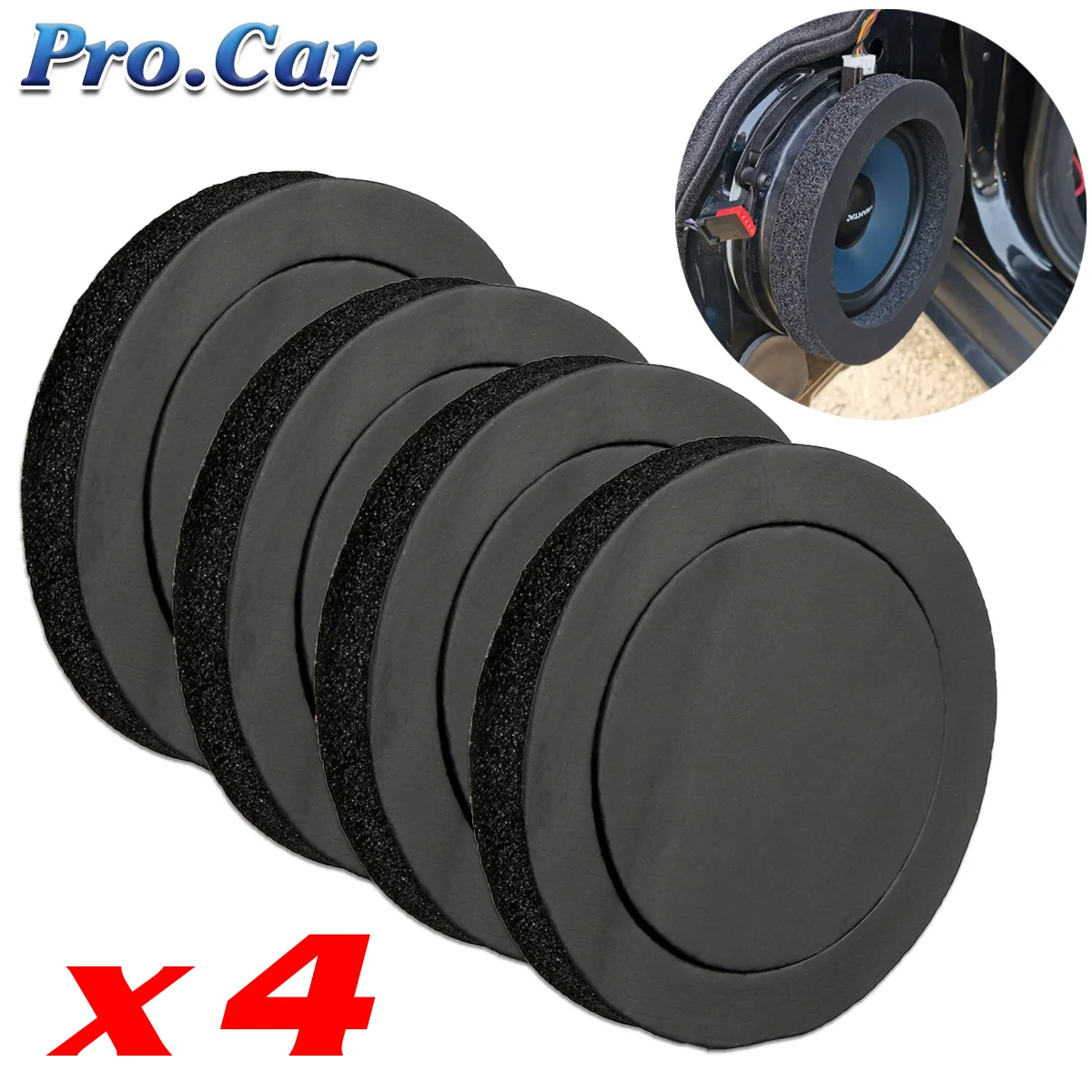 4pcs Universal Car Speaker Ring Sound Insulation Accessories Auto Audio Enhancer System Soundproof Bass Door Trim Self Adhesive |