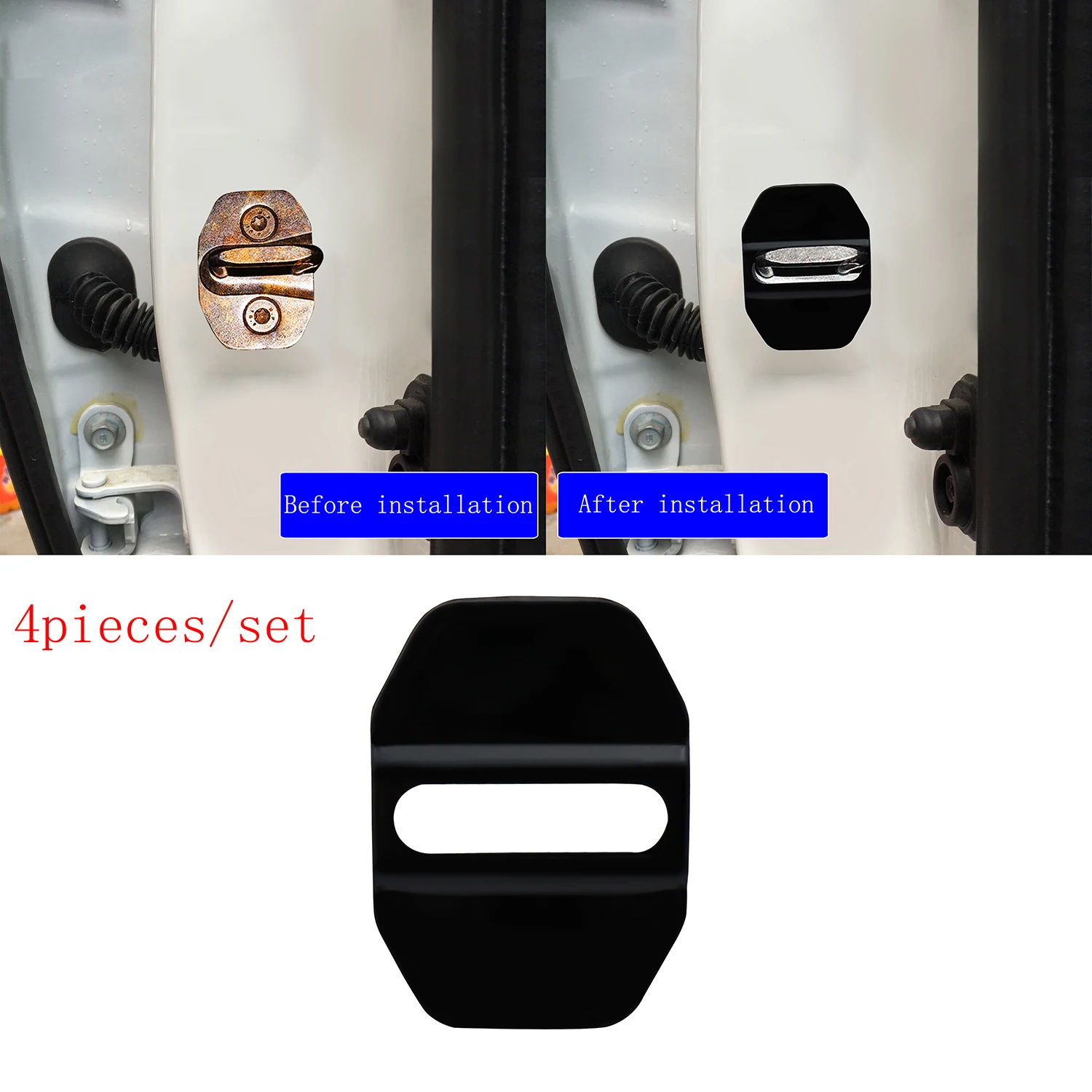 

4 pcs Black Stainless Steel Car Door Lock Protective Buckle Cover case for Fiat Freemont 2012-2014 viaggio