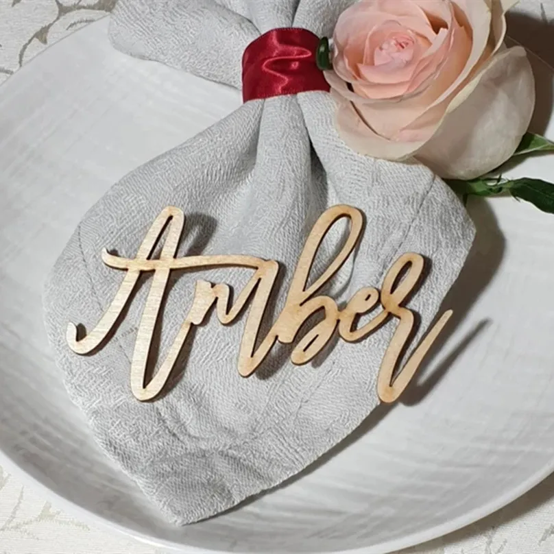 10pcs Custom Wooden Place Cards Name Sign Rustic Wedding Laser Cut Names Settings Wood | Дом и сад