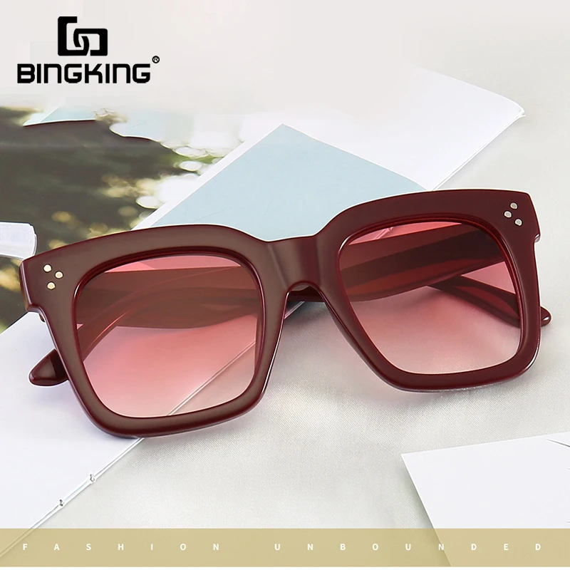 

BINGKING 2020 Square Sunglasses Women Oversize Eyewear Lunette Frame Women Luxury Brand Sunglasses Women vintage Rivet Sunglass