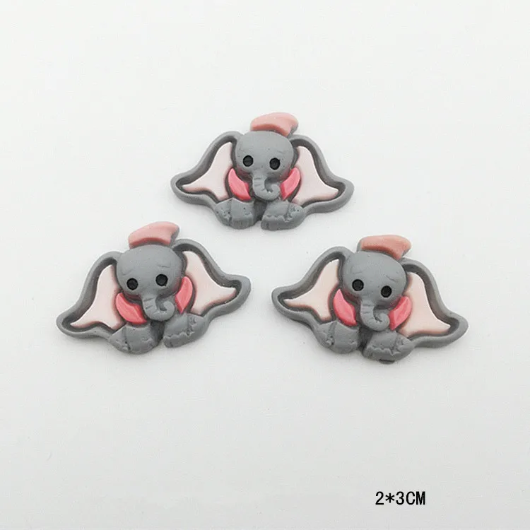 gray 10 шт./партия Kawaii Dumbo плоские пластмассовые кабошон мультфильм слон животные Кабошоны для волос Лук центр DIY украшения Ремесло - Цвет: gray