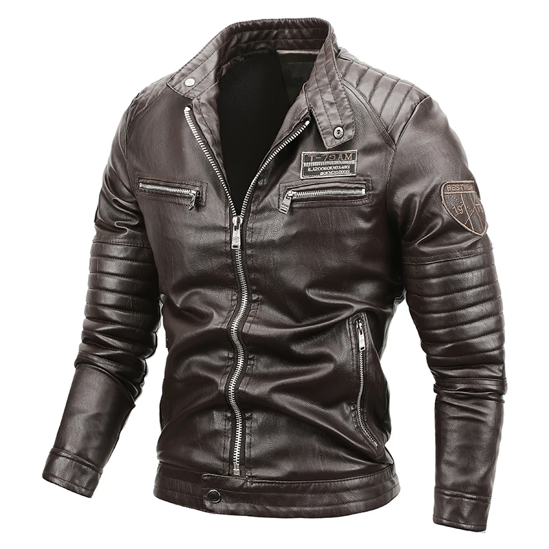 Men's Youth PU Leather Jacket Plus Velvet Motorcycle Clothing Warm Fashion Jacket Casual Jacket Leather Men bomber jacket Jackets