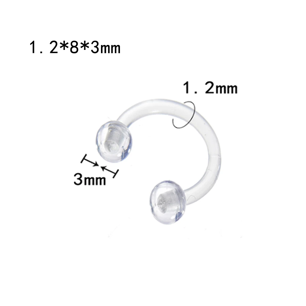 Transparent 8mm 1 шт. сталь 20 г изящный искусственный нос кольца поддельные филигранные кольца обруч Nostril Имитация пирсинга пенсне кольца биофлекс пирсинг ювелирные изделия - Окраска металла: Transparent 8mm