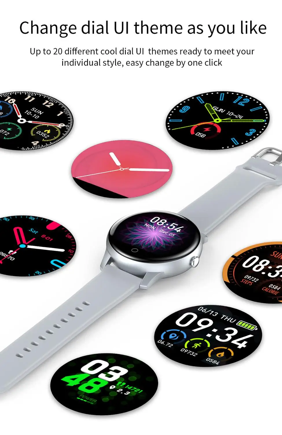 Vwar Galaxy Fitness Watch Bluetooth Call Music Play Heart Rate Monitor Active 2 Women Smart Watch for Samsung Xiaomi IOS Phone