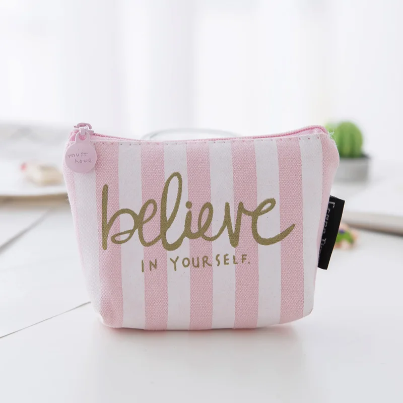 

Summer Design Canvas Purses Small Fresh Casual Cloth Coin Wallet Lady Fashion Letter Vertical Stripes Cartoon Dollar Money Bag