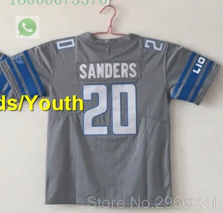 Детройт А++ качественная детская одежда 9 Matthew Stafford 15 Golden Tate 20 Barry Sanders Frank Ragnow 1 Kerryon jonson 0 jersey
