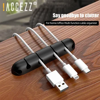 

!ACCEZZ Cable Organizer Silicone USB Cable Winder Flexible Management Cord Clips Holder For Mouse Keyboard Earphone Office Car