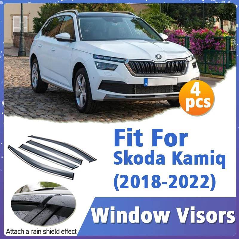 Window Visor Guard for Skoda Kamiq 2018-2022 Vent Cover Trim Awnings Shelters Protection Sun Rain Deflector Auto Accessories