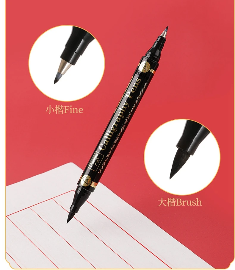 Haile 3 Teil/los Doppel Kopf Multifunktions Pinsel Stift Schwarz Tinte Kalligraphie Pinsel Stifte Set Kunst Marker 4 Größe Für Student liefert – Detail 4