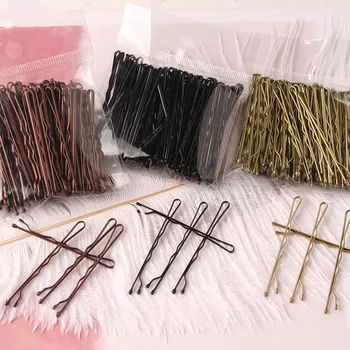 

100pcs 5cm Hair Clips Bobby Pins for Women Girls Bride Hair Styling Accessories Black Gold Brown Hairpins Metal Barrettes