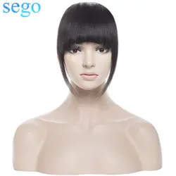 SEGO прямые 3 клип-в человеческих тупых челка подметания сторона челка накладные волосы бахрома 100% человеческих волос 1 шт. только черный
