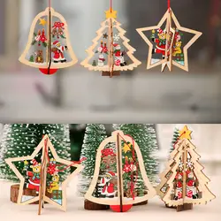 Merry Christmas европейские полые рождественские Снежинки Деревянные Подвески украшения деревянные ремесленные украшения для дома вечерние