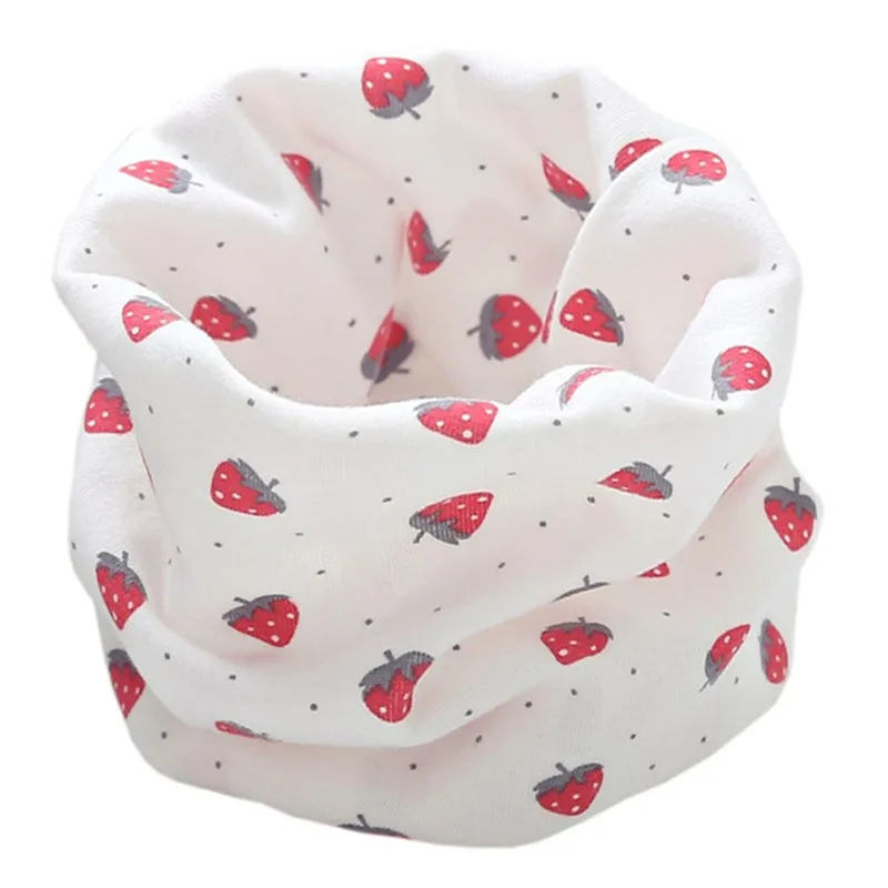 strawberry white Весенне-осенний детский хлопковый шарф для мальчиков и девочек; Детский шарф с круглым воротником и рисунком; теплый шарф с воротником; шарфы; шейный платок - Цвет: strawberry white