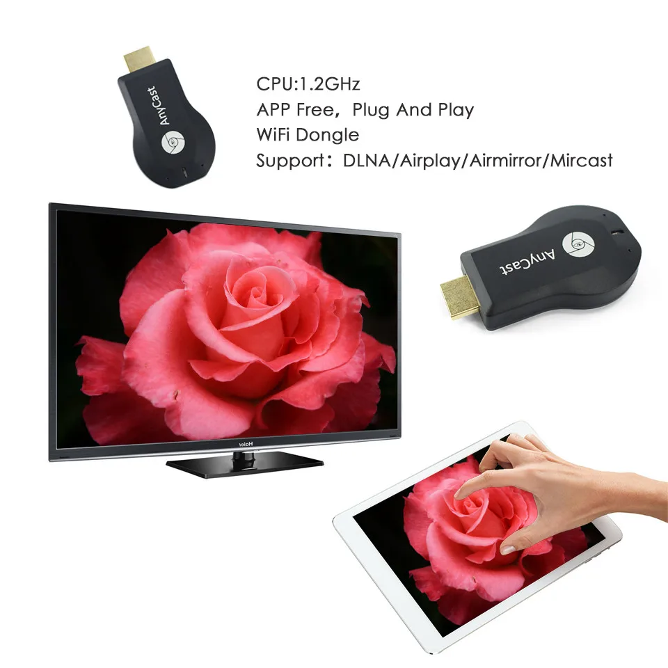 Slimy Anycast M2 Plus 1080P tv Stick беспроводной WiFi Дисплей ТВ ключ для DLNA беспроводной адаптер хромированный литой для IOS Android телефонов