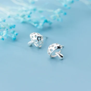 

MloveAcc 925 Sterling Silver Cute Hollow Mushroom Stud Earrings for Women Girls Statement Jewelry Orecchini
