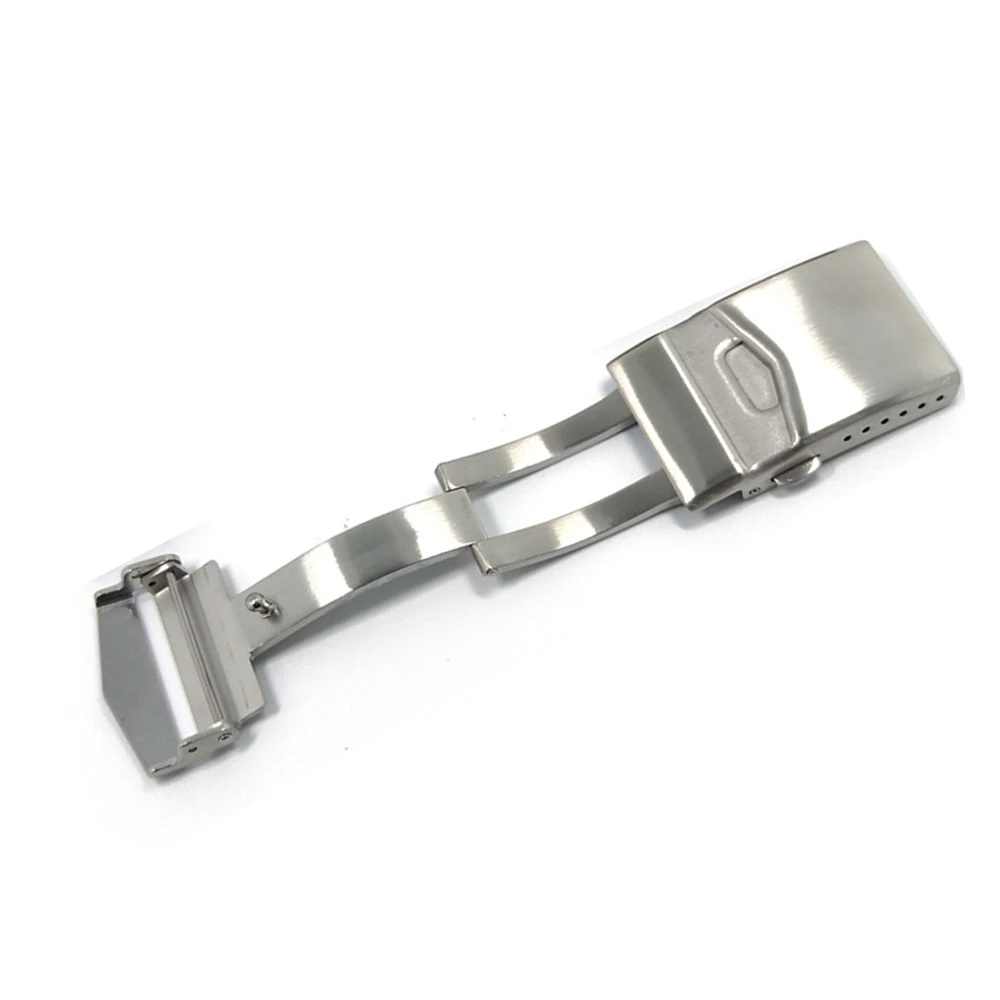 NIBOTT 18/20/22mm 316L Edelstahl Uhrenarmband Schnalle Männer Tauchen Doppelfalte Sicherheitsbereitstellung Schließer Zubehör For Seiko Fit For Rolex(Black,18mm