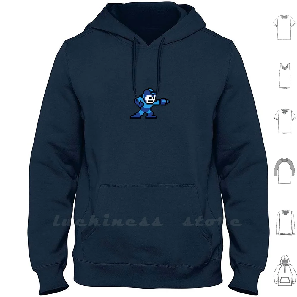 Megaman Felpa Con Cappuccio Manica Lunga Megaman Retro Geek Funny Nerd 80S Humor Gamer E Videogiochi Stixcreatur Stix Popolare