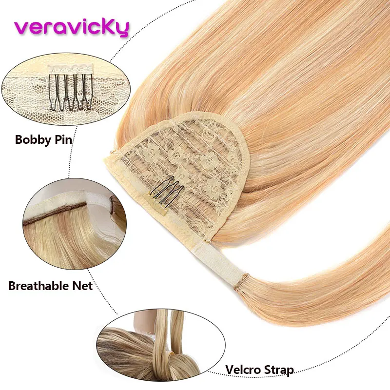 Skup Brazylijski naturalny ludzki włos Balayage kucyk rozszerzenia 1 sztuka maszyna wykonana Remy blond prawdziwe ludzkie włosy koński ogon klip Ins