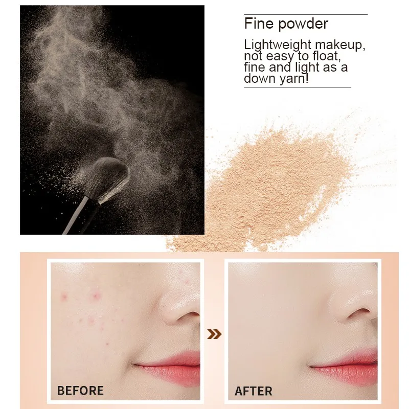 Pressed Powder Lasting Oil-control Waterproof Moisturizing Concealer Smudge-proof Face Powder Makeup Tool